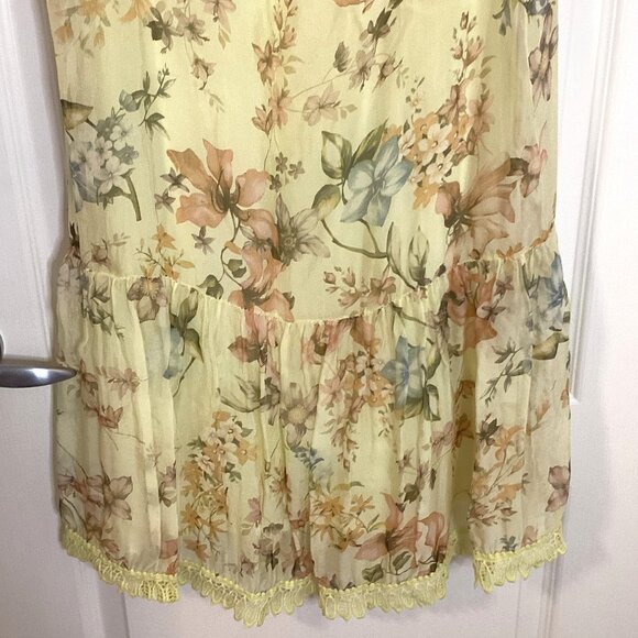 Bellambia Women's Dress Size M Yellow Floral Sleeveless Silk Blend Sleeveless - Picture 5 of 7